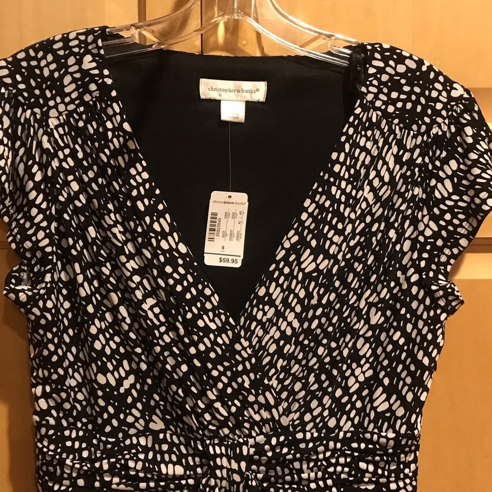 New Christopher & Banks Black and White Midi Dress - Picture 4 of 7